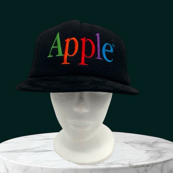 Vintage 90s Apple Rainbow Logo Adjustable Hat Cap...